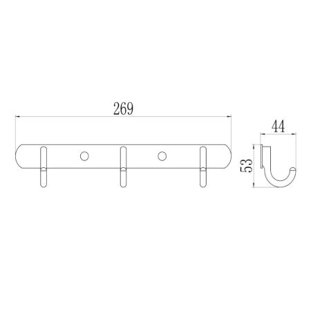 Планка с крючками Savol S-05203B, хром, артикул S-05203B