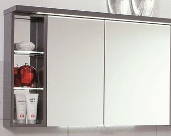 Puris Crescendo, зерк. шкаф (2 двери) c LED подсветкой 900 мм левый, цвет антрацит высокоглянцевый