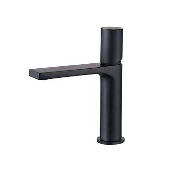 AQG Tube, однорычажный смеситель для раковины (излив 12 см), без донного клапана, цвет черный матовый