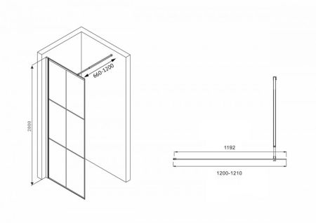 Душевая перегородка ABBER Immer Offen AG62120B, артикул AG62120B
