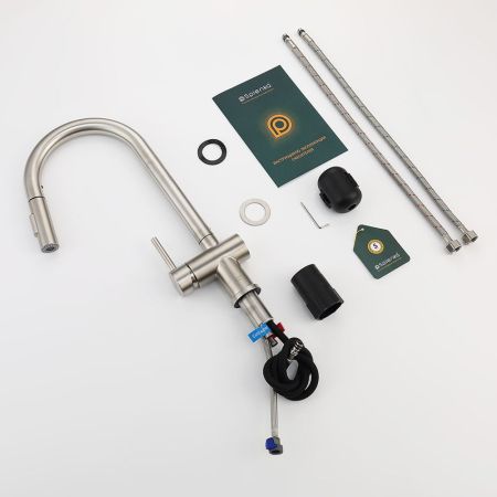 Смеситель для кухни с выдвижным изливом Splenka S204.49.05, сатин, артикул S204.49.05