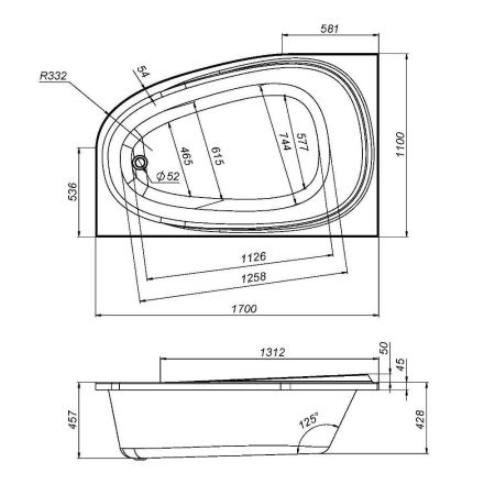 W80A-170L110W-A Like, ванна акриловая 170х110 см, левосторонняя, шт, артикул W80A-170L110W-A