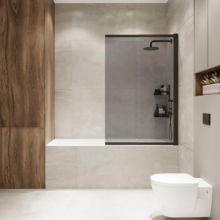 Шторка на ванну слайдер Terminus Ното 150х90 тонированная, черный, артикул 1CS150х90BT