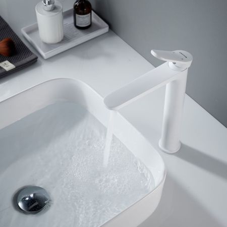 Смеситель для раковины высокий Shevanik S4311C, белый