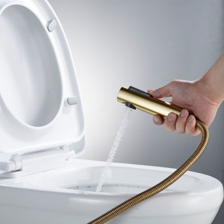 Гигиенический душ со смесителем Shevanik S4305G-1, золотой сатин