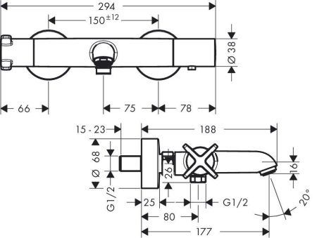 AX Citterio E Настенный термостат для ванны, цвет: хром, артикул 36140000