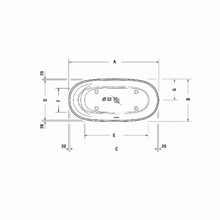 DURAVIT CAPE COD Ванна 1650x780х630 мм., отдельностоящая, с бесшовной панелью и ножками, с специальным сливом-переливом, DuraSolid® A, цвет белый, артикул 700459000000000