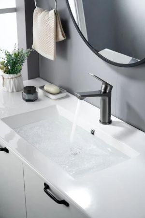 Cмеситель для раковины Knotlor KN-60/GM, оружейная сталь, артикул KN-60/GM