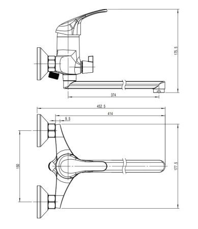 Смеситель для ванны с длинным поворотным изливом RUSH VRANGEL (VR7114-51), артикул VR7114-51