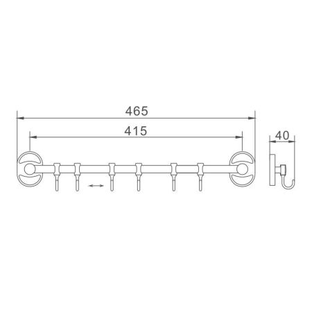 Планка с крючками для полотенец Haiba HB1915-6, хром
