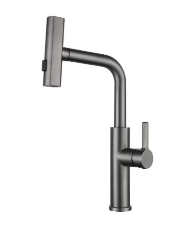 Смеситель для кухни ПРОФСАН STEEL с выдвижной лейкой графит (PSM-308-96), артикул PSM-308-96