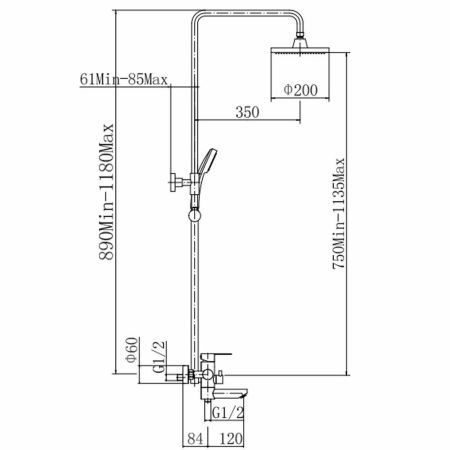 Душевая система FASHUN A52401-1, сатин, артикул A52401-1