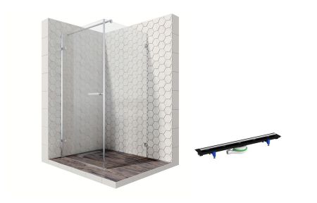 Душевой уголок Ambassador Abner 10011101L-PR2, квадратный, линейный трап, 90х90, артикул 10011101L-PR2