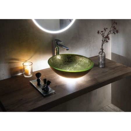 Раковина-чаша стеклянная SHAY d42 см, на столешницу, золото, Sapho