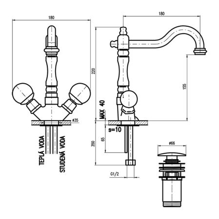 Смеситель для раковины Rav Slezak Brilliance BRILLIANCE121.5/8SM