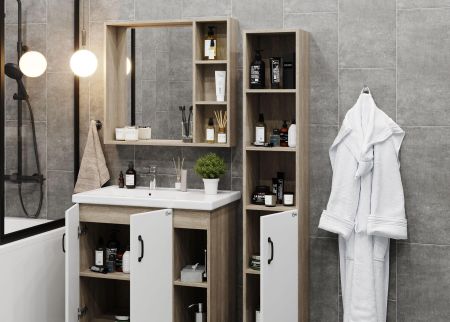 Шкаф-зеркало Onika Тимбер 80 дуб сонома, универсальный, артикул 208091