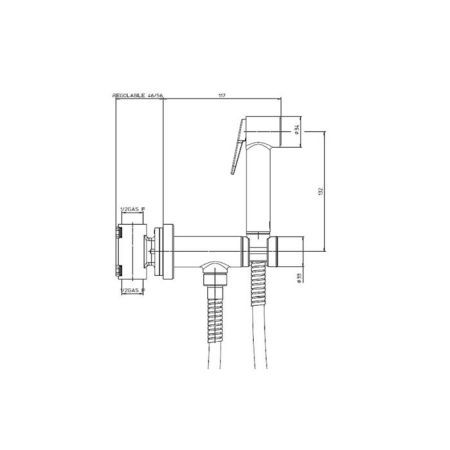 Bossini  Ггиенический душ с прогрессивным смесителем, цвет: шланг из латуни дв. фальцевания 1250мм, сатинированное золото, артикул E37005B.043