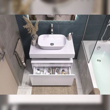 Тумба подвесная без столешницы Velvex Unit tp.UNI.80.2Y белый матовый, 80 см, артикул tp.UNI.80.2Y белый матовый