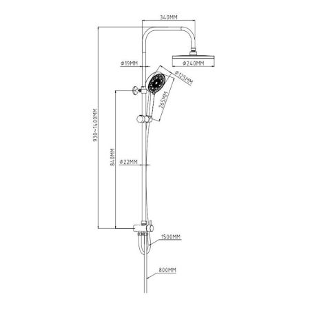 Душевой гарнитур Esko ST1300Black, черный