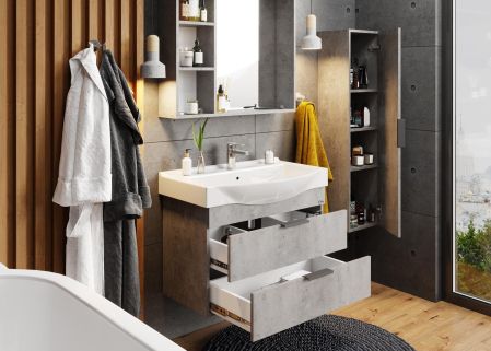 Тумба Onika Девис 80 подвесная, бетон чикаго (ум. Беверли 80), артикул 108048