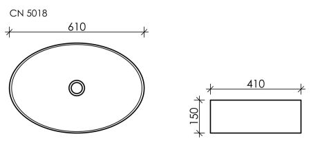 Умывальник чаша накладная овальная Element 610*410*150мм CN5018