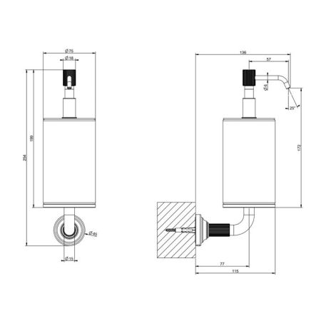 GESSI VENTI20 Дозатор для жидкого мыла подвесной, цвет белый, фурнитура Aged Bronze, артикул 65413#187