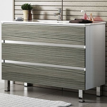 Тумба с раковиной SanVit Кубэ-3 75 kkube3075 с фактурой под дерево Шелк Сталь, артикул kkube3075