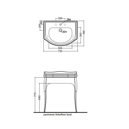 KERASAN Retro 73, раковина 73*54см с 1 отв. под смеситель, цвет: белый, артикул 104701*1