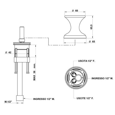 Bongio Soffi Переключатель на борт ванны, цвет золото, артикул 60566OR00