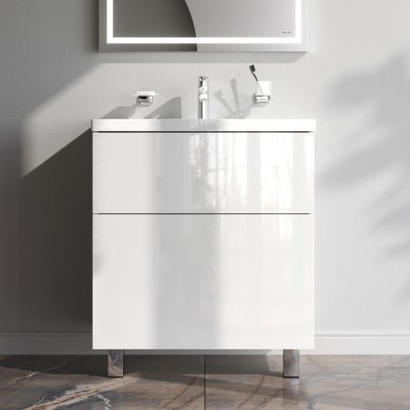 M90FSX07522WG32 GEM, База под раковину, напольная, 75 см, 2 ящика push-to-open, цвет: белый, глянец, артикул M90FSX07522WG32