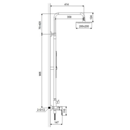 Система для душа наружного монтажа EXCELLENT Rain Keria AREX.2081BL (черный мат), артикул AREX.2081BL