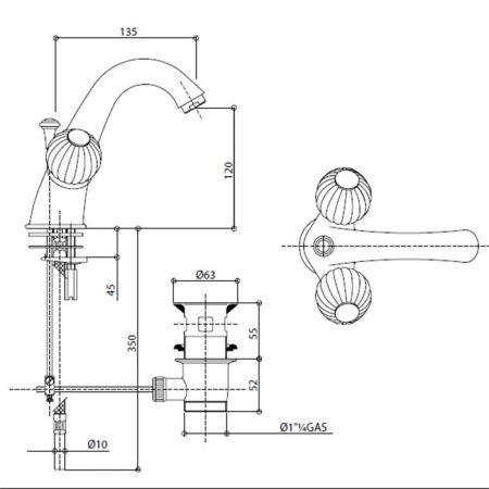 Bongio Rivoli Смеситель для раковины на 1отв.,  цвет хром/Cristallo 00, артикул 05521CR00
