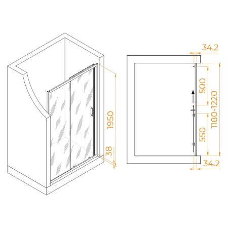 Душевая дверь RGW PA-14Gr (Прозрачное, 1200), артикул 41081412-110