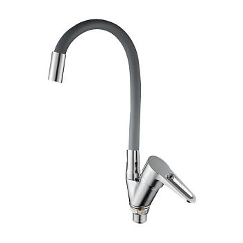 Смеситель для кухни с гибким изливом D-Lin D150303-2, хром/серый