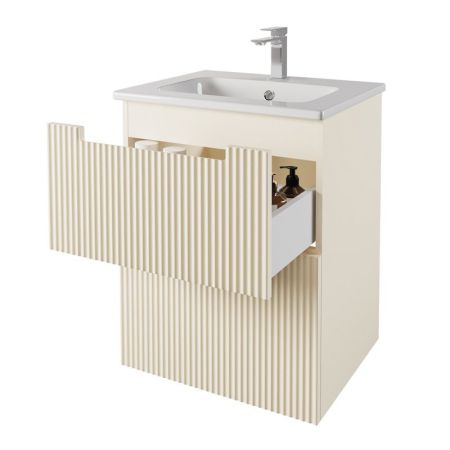 Тумба с раковиной подвесная Dreja Euphoria 60 см, бежевый, артикул 99.2018-com