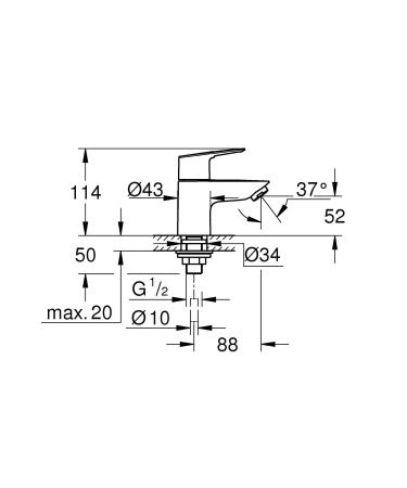 Вертикальный вентиль для раковины GROHE BauLoop, гладкий корпус, хром (20422001) Вертикальный вентиль для раковины GROHE BauLoop, гладкий корпус, хром (20422001)