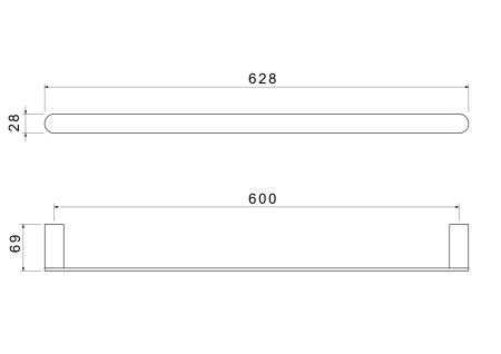 Полотенцедержатель 600 мм AQUATEK, матовый черный AQ4414MB ЛИРА, артикул AQ4414MB