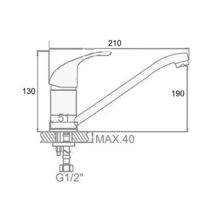 Смеситель для кухни D-Lin D153601, хром