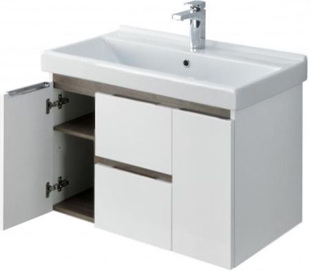 Тумба под раковину Акватон Рене 80 подвесная 1A222201NRC80 Белая Грецкий орех, артикул 1A222201NRC80