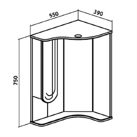 Зеркало со шкафом Runo Бис 55 L 4620750023232 угловое с подсветкой Белое, артикул 4620750023232