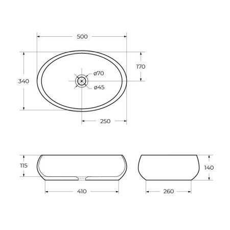 Раковина накладная BELBAGNO BB1085 480x340x150