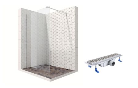 Душевая перегородка Ambassador Walk-in 15031104-ST2, свободный вход, линейный трап, 120см