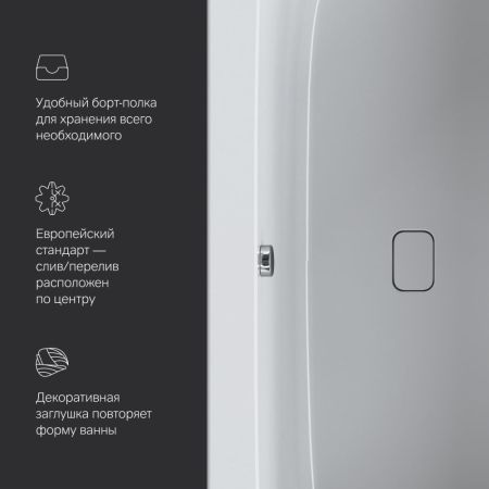 W84A-160-070W-A Func Ванна акриловая 160х70, артикул W84A-160-070W-A