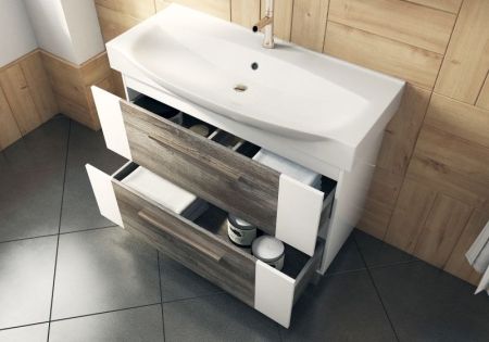 Тумба под раковину Vigo Leo 85 Белая Сонома темная