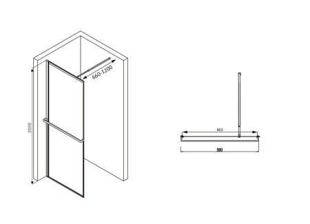 Душевая перегородка ABBER Immer Offen AG60090B, артикул AG60090B