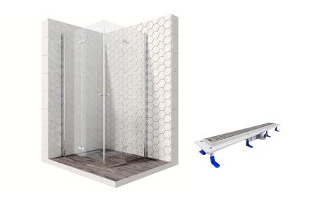 Душевой уголок Ambassador Nord 13011109-ST11, квадратный, линейный трап, 100х100, артикул 13011109-ST11