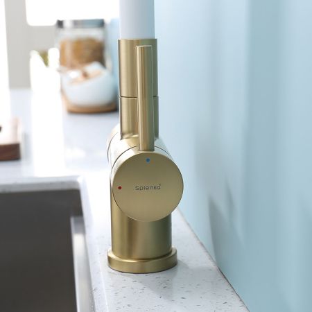 Смеситель для кухни с подключением фильтра Splenka S70.64.03, золотой сатин, артикул S70.64.03