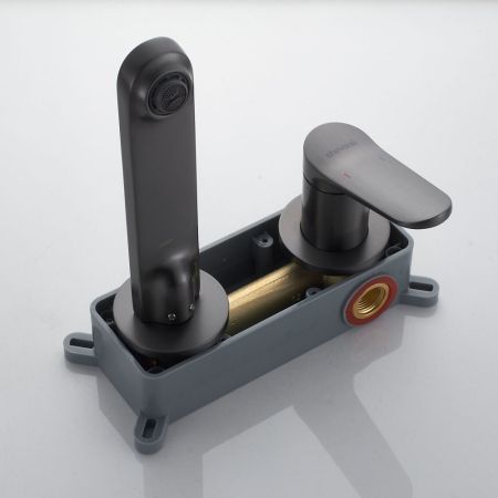 Смеситель для раковины встраиваемый Shevanik S4341T, оружейная сталь