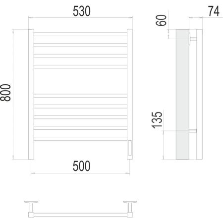 Полотенцесушитель электрический с диммером Terminus Ватикан П8 50х80, золото арт, артикул 4670078571939
