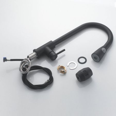 Смеситель для кухни с выдвижным изливом Raffine F213H, черный